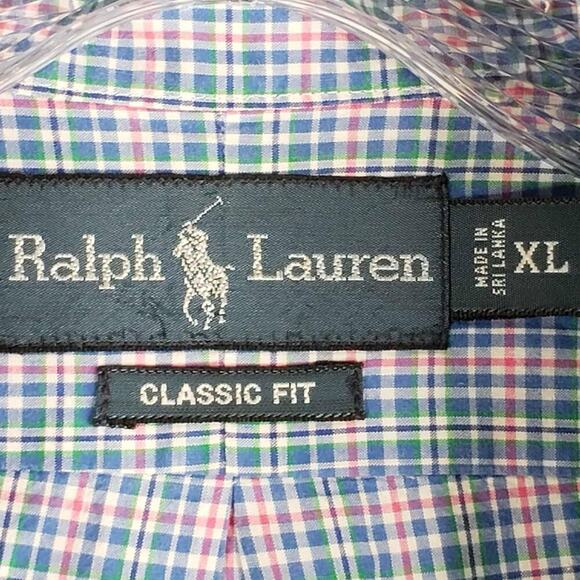 Polo Ralph Lauren Shirt Oxford Button Down Mens Size XL Long Sleeve Blue Plaid - Picture 8 of 10